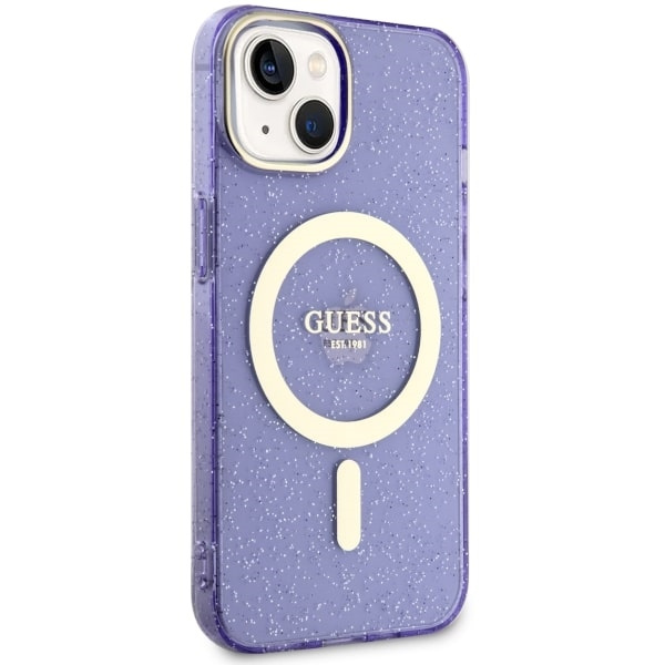 Kryt Guess GUHMP14MHCMCGU Apple iPhone 14 Plus / 15 Plus purple hardcase Glitter Gold MagSafe