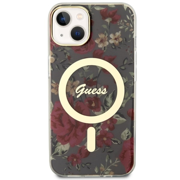 Kryt Guess GUHMP14SHCFWSA Apple iPhone 14 khaki hardcase Flower MagSafe
