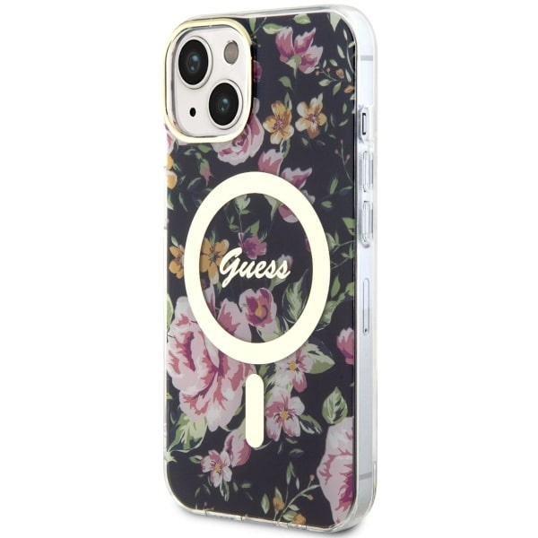 Kryt Guess GUHMP14SHCFWSK Apple iPhone 14 black hardcase Flower MagSafe