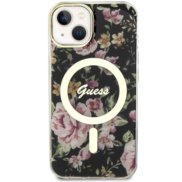 Kryt Guess GUHMP14SHCFWSK Apple iPhone 14 black hardcase Flower MagSafe