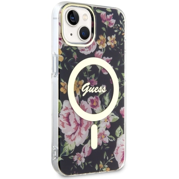 Kryt Guess GUHMP14SHCFWSK Apple iPhone 14 black hardcase Flower MagSafe