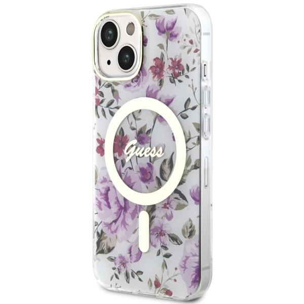 Kryt Guess GUHMP14SHCFWST Apple iPhone 14 transparent hardcase Flower MagSafe