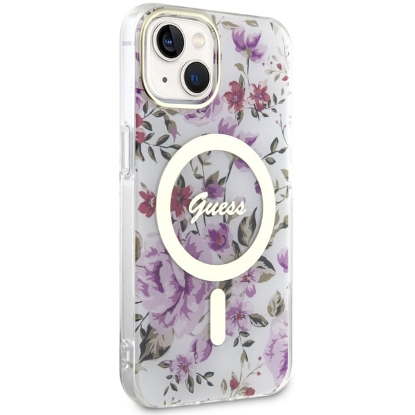Kryt Guess GUHMP14SHCFWST Apple iPhone 14 transparent hardcase Flower MagSafe