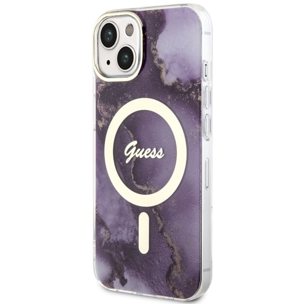 Kryt Guess GUHMP14SHTMRSU Apple iPhone 14 purple hardcase Golden Marble MagSafe