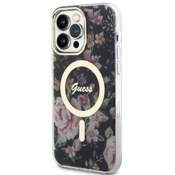 Kryt Guess GUHMP14XHCFWSK Apple iPhone 14 Pro Max black hardcase Flower MagSafe