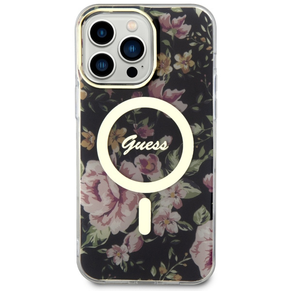 Kryt Guess GUHMP14XHCFWSK Apple iPhone 14 Pro Max black hardcase Flower MagSafe
