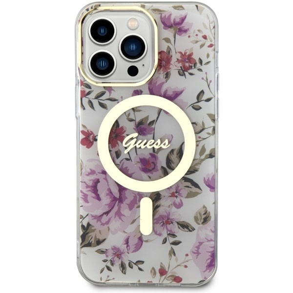 Kryt Guess GUHMP14XHCFWST Apple iPhone 14 Pro Max transparent hardcase Flower MagSafe