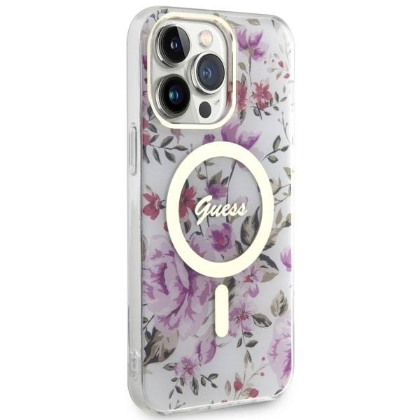 Kryt Guess GUHMP14XHCFWST Apple iPhone 14 Pro Max transparent hardcase Flower MagSafe