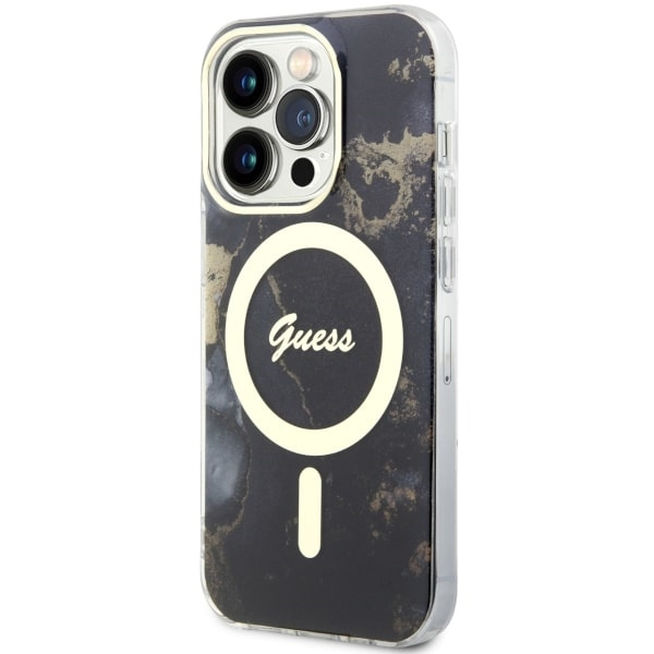 Kryt Guess GUHMP14XHTMRSK Apple iPhone 14 Pro Max black hardcase Golden Marble MagSafe
