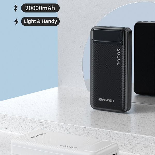 AWEI P6K Powerbank 20000mAh black 2xUSB/PD/microUSB