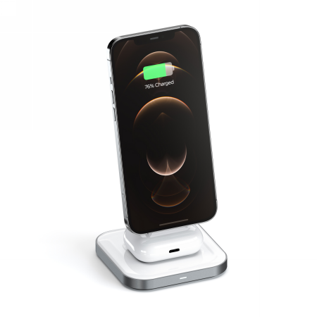 Bezdrátová nabíječka Satechi Magnetic Wireless Charger MagSafe 2in1 (space gray)
