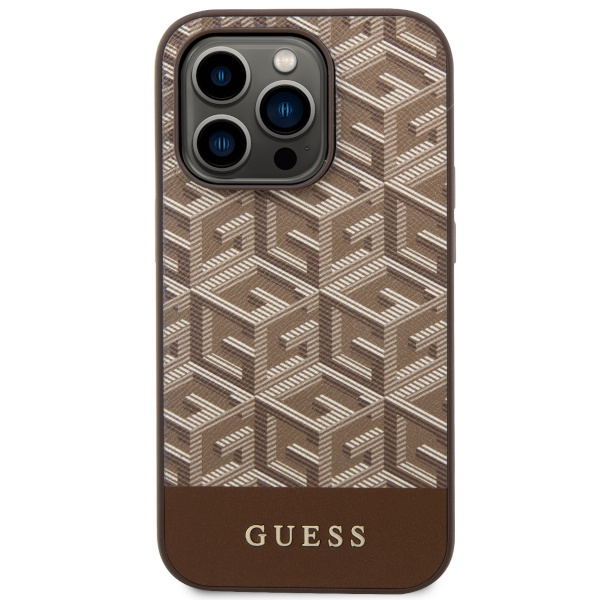 Kryt Guess GUHMP14LHGCFSEW Apple iPhone 14 Pro brown hard case GCube Stripes MagSafe