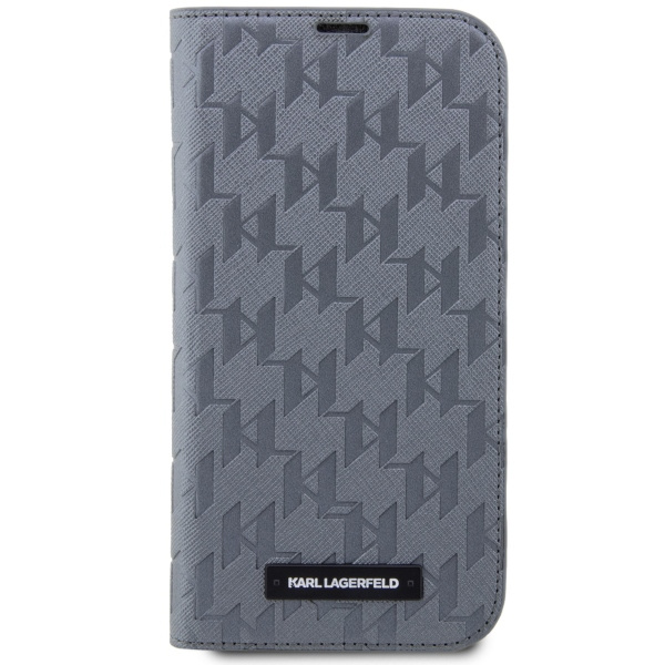 Kryt Karl Lagerfeld KLBKP14LSAKLHPG Apple iPhone 14 Pro bookcase silver Saffiano Monogram
