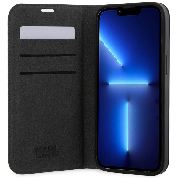 Kryt Karl Lagerfeld KLBKP14LSAKLHPG Apple iPhone 14 Pro bookcase silver Saffiano Monogram