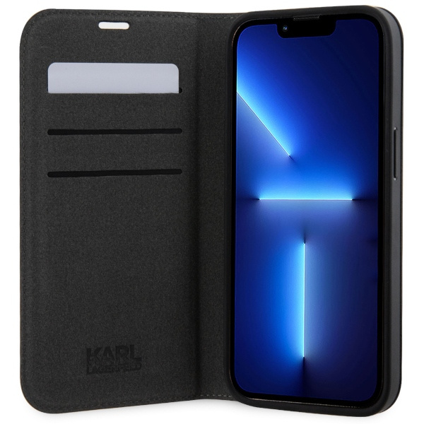 Kryt Karl Lagerfeld KLBKP14SSAKLHPG Apple iPhone 14 bookcase silver Saffiano Monogram