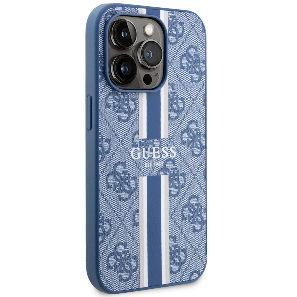 Kryt Guess GUHMP14LP4RPSB Apple iPhone 14 Pro blue hardcase 4G Printed Stripes MagSafe