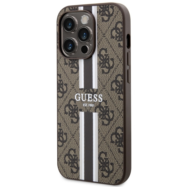 Kryt Guess GUHMP14LP4RPSW Apple iPhone 14 Pro brown hardcase 4G Printed Stripes MagSafe