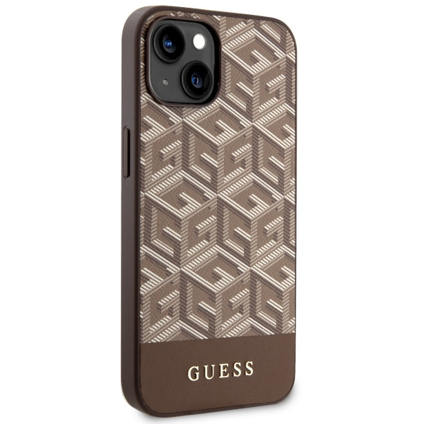 Kryt Guess GUHMP14MHGCFSEW Apple iPhone 14 Plus / 15 Plus brown hard case GCube Stripes MagSafe