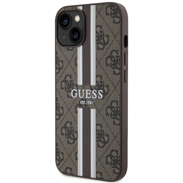 Kryt Guess GUHMP14SP4RPSW Apple iPhone 14 brown hardcase 4G Printed Stripes MagSafe