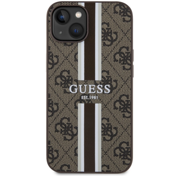 Kryt Guess GUHMP14SP4RPSW Apple iPhone 14 brown hardcase 4G Printed Stripes MagSafe