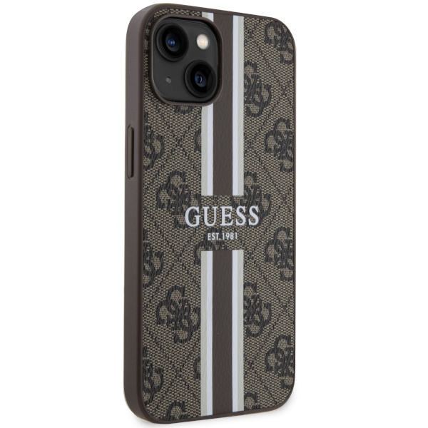 Kryt Guess GUHMP14SP4RPSW Apple iPhone 14 brown hardcase 4G Printed Stripes MagSafe