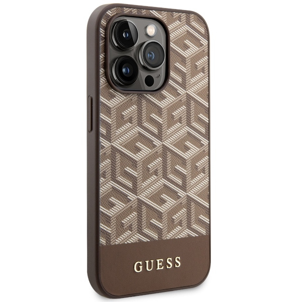 Kryt Guess GUHMP14XHGCFSEW Apple iPhone 14 Pro Max brown hard case GCube Stripes MagSafe