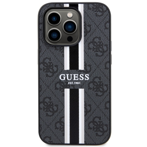 Kryt Guess GUHMP14XP4RPSK Apple iPhone 14 Pro Max black hardcase 4G Printed Stripes MagSafe