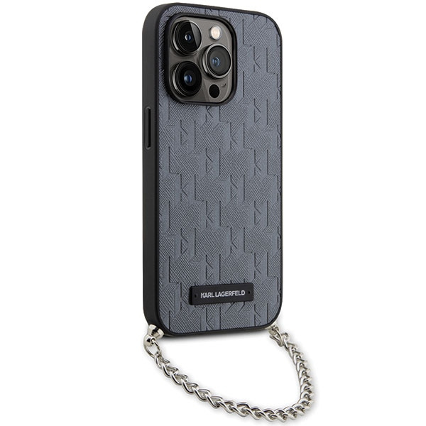 Kryt Karl Lagerfeld KLHCP14LSACKLHPG iPhone 14 Pro 6.1" barva stříbrná hardcase Saffiano Monogram Chain