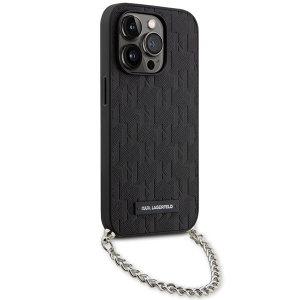 Kryt Karl Lagerfeld KLHCP14LSACKLHPK iPhone 14 Pro 6.1" barva černá hardcase Saffiano Monogram Chain