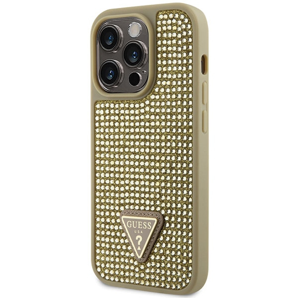 Kryt Guess GUHCP14LHDGTPD Apple iPhone 14 Pro gold hardcase Rhinestone Triangle