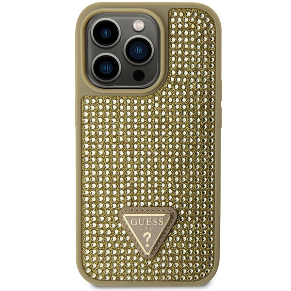 Kryt Guess GUHCP14LHDGTPD Apple iPhone 14 Pro gold hardcase Rhinestone Triangle