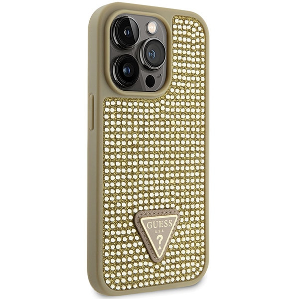 Kryt Guess GUHCP14LHDGTPD Apple iPhone 14 Pro gold hardcase Rhinestone Triangle