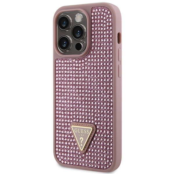 Kryt Guess GUHCP14LHDGTPP Apple iPhone 14 Pro pink hardcase Rhinestone Triangle