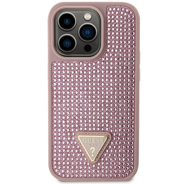 Kryt Guess GUHCP14LHDGTPP Apple iPhone 14 Pro pink hardcase Rhinestone Triangle