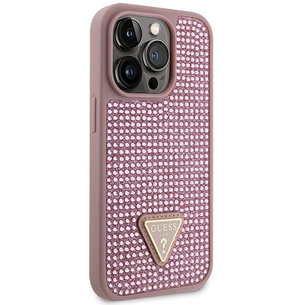 Kryt Guess GUHCP14LHDGTPP Apple iPhone 14 Pro pink hardcase Rhinestone Triangle