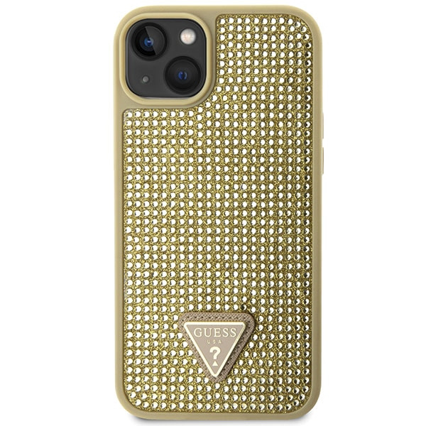 Kryt Guess GUHCP14MHDGTPD Apple iPhone 14 Plus / 15 Plus gold hardcase Rhinestone Triangle