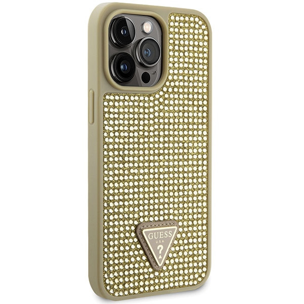 Kryt Guess GUHCP14XHDGTPD Apple iPhone 14 Pro Max gold hardcase Rhinestone Triangle