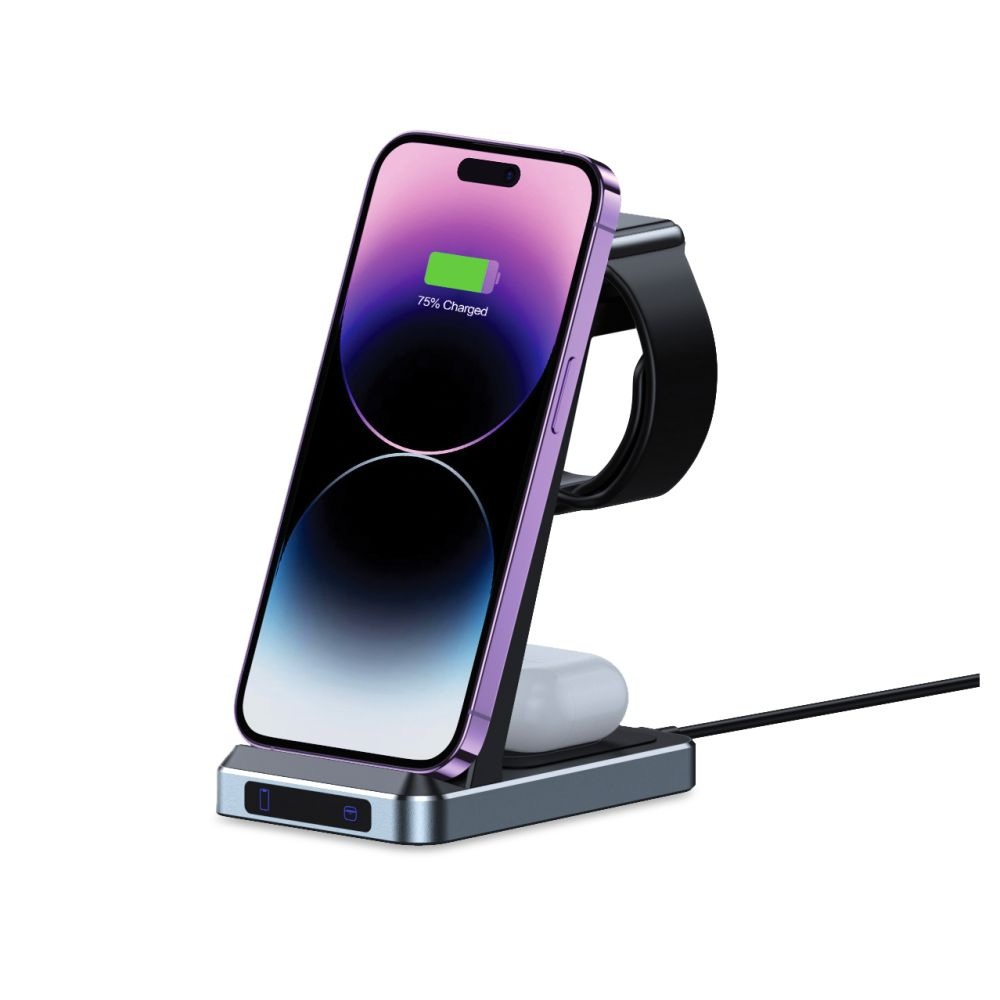 Bezdrátová nabíječka Tech-Protect QI15W-A26 3in1 Wireless Charger Black