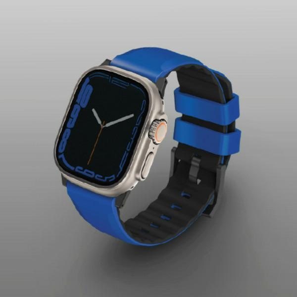 Kryt UNIQ Linus strap Apple Watch 4/5/6/7/SE/8/9/Ultra 44/45/49mm Airosoft Silicone blue/racing blue