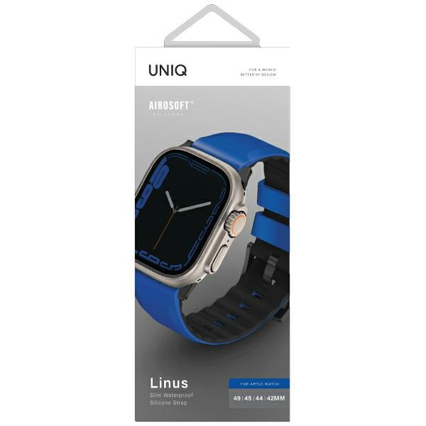 Kryt UNIQ Linus strap Apple Watch 4/5/6/7/SE/8/9/Ultra 44/45/49mm Airosoft Silicone blue/racing blue