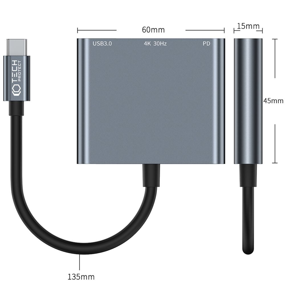 Kryt Tech-Protect V1-hub 3in1 Adapter Grey