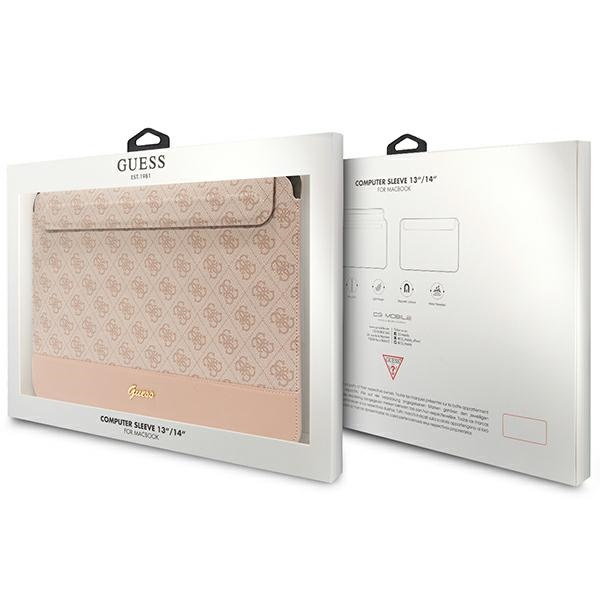 Kryt Guess Sleeve GUCS14PS4SGP 14 inch pink 4G Stripe Metal Logo