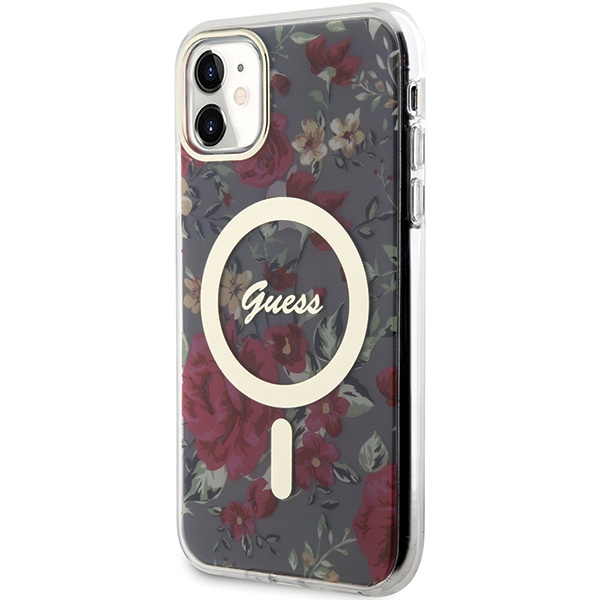 Kryt Guess GUHMN61HCFWSA Apple iPhone 11/XR khaki hardcase Flower MagSafe