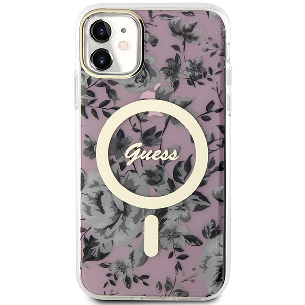 Kryt Guess GUHMN61HCFWSP Apple iPhone 11/XR pink hardcase Flower MagSafe