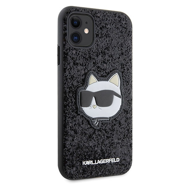 Kryt Karl Lagerfeld KLHCN61G2CPK Apple iPhone 11/XR black hardcase Glitter Choupette Patch