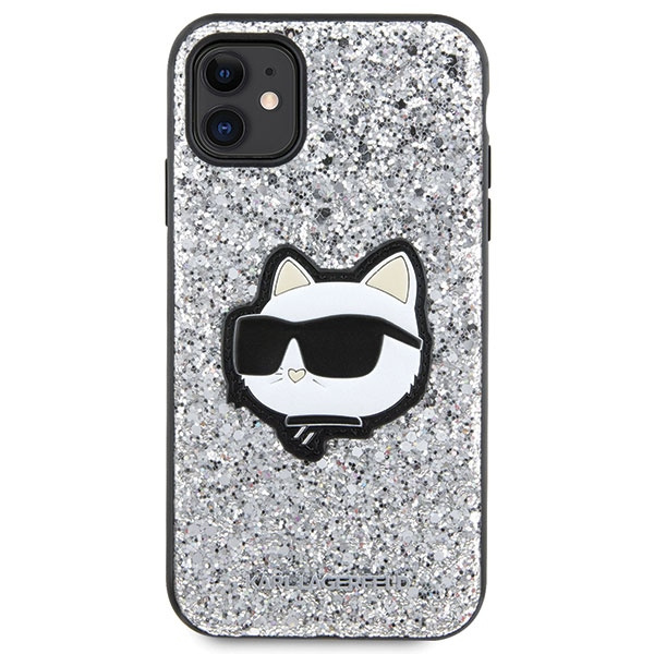 Kryt Karl Lagerfeld KLHCN61G2CPS Apple iPhone 11/XR silver hardcase Glitter Choupette Patch