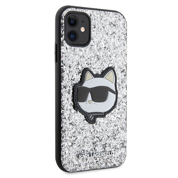 Kryt Karl Lagerfeld KLHCN61G2CPS Apple iPhone 11/XR silver hardcase Glitter Choupette Patch