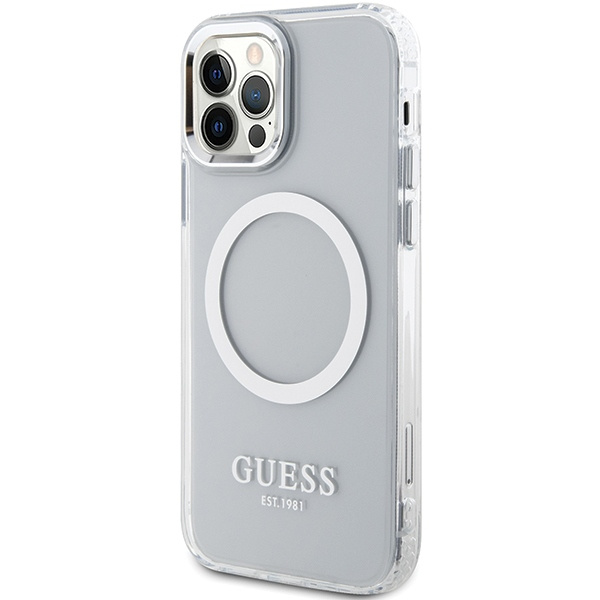 Kryt Guess GUHMP12MHTRMS Apple iPhone 12/12 Pro silver hard case Metal Outline Magsafe