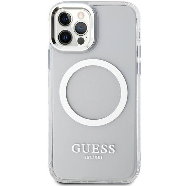 Kryt Guess GUHMP12MHTRMS Apple iPhone 12/12 Pro silver hard case Metal Outline Magsafe