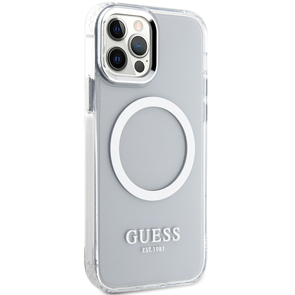 Kryt Guess GUHMP12MHTRMS Apple iPhone 12/12 Pro silver hard case Metal Outline Magsafe